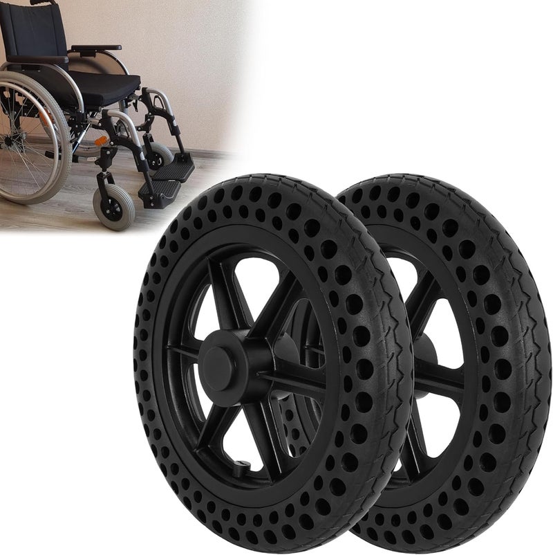 RUTU 12''X2.0'' Wheelchair Wheels Assembly 12 Inch Rear Wheel Solid Tire Construction,Back Wheel Replacement for Manual Wheelchairs Transport Chair Replacement Parts (One Pair) - Image 1